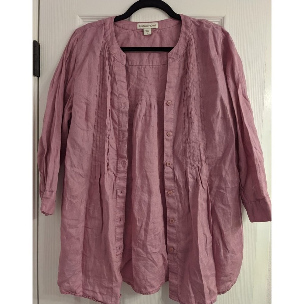 Coldwater Creek Linen Blouse -- Medium, pink